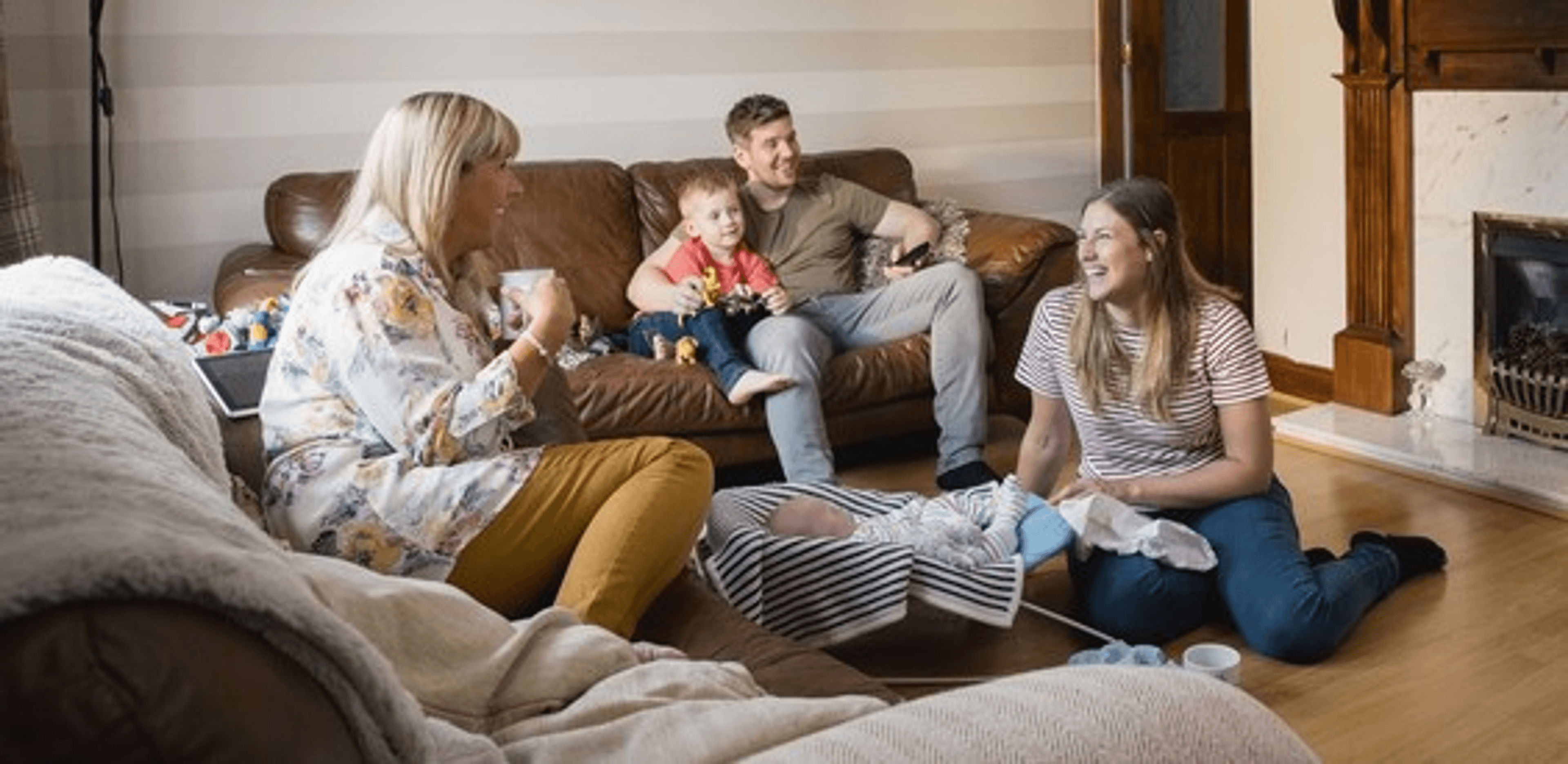 Family chatting with grandparents